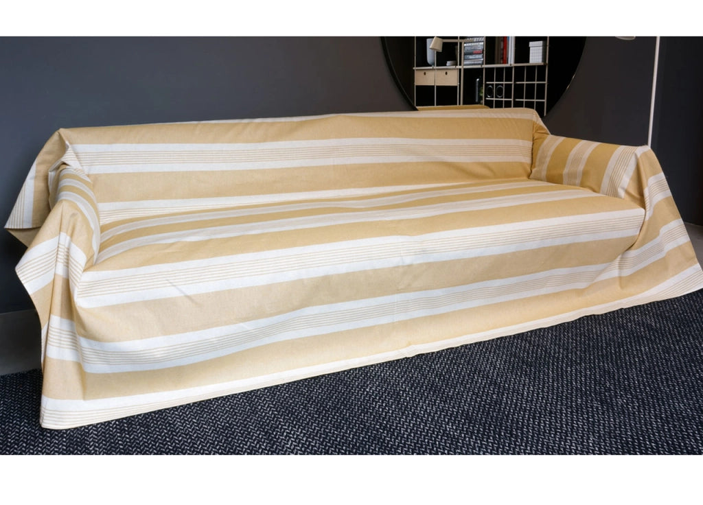 Telo Arredo Granfoulard Copritutto Cotone Made Italy Vari Disegni Arredatutto Copriletto Multiuso - 2 Piazze - Grancasa Giallo