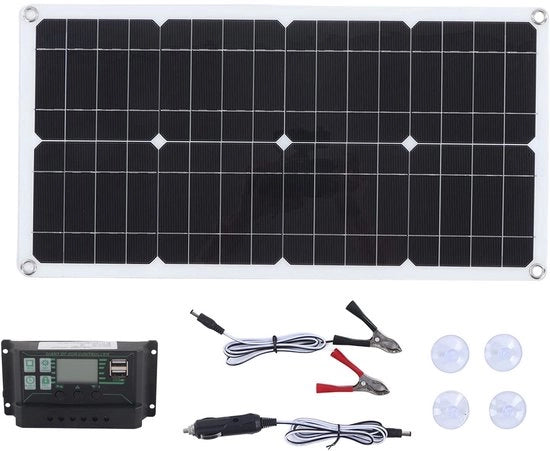 Corona d'oro - Kit fotovoltaico - 250W Portatile - Impermeabile - Kit di avvio per camper e barca - Inclusa regolazione di carica - Soluzione energetica efficiente