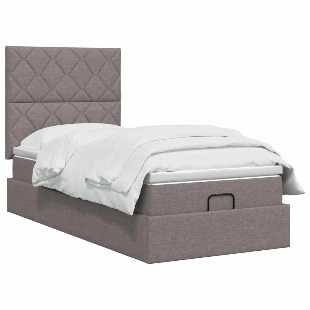 Letto Ottomano con Materasso e LED Tortora 90 x 190 cm Tessuto 3458121