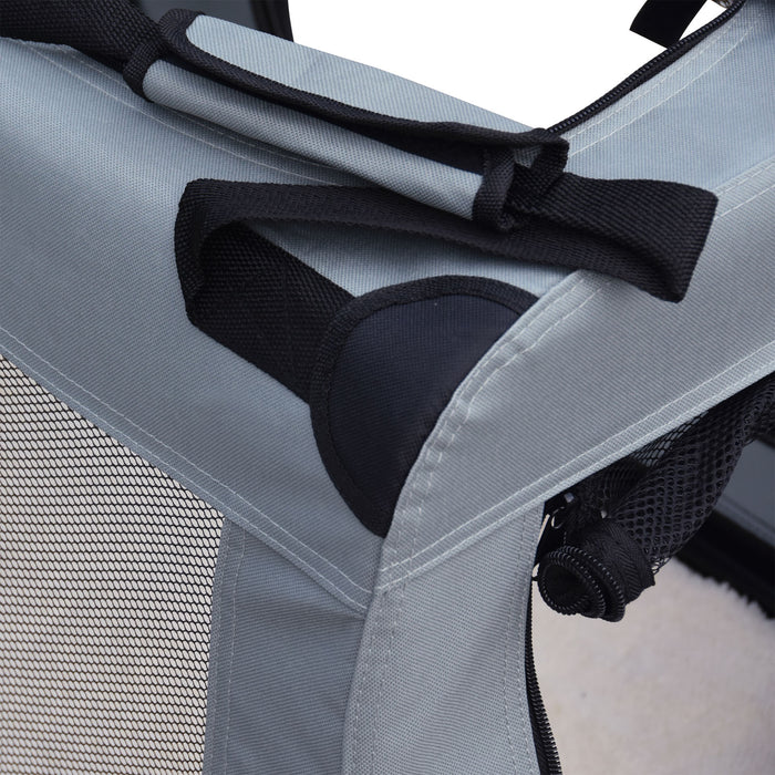 Fudajo Trasportino pieghevole grigio per animali domestici Tagl. XXL (90x60x64cm) maniglia/copertina