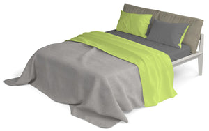 Set Lenzuola Singolo Sopra Sotto e Federein Cotone Verde Acido/Fumo