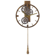Orologio a Pendolo da Parete Cornice in Ferro Dorato Design Classico Finitura Anticata Rotondo 30 cm