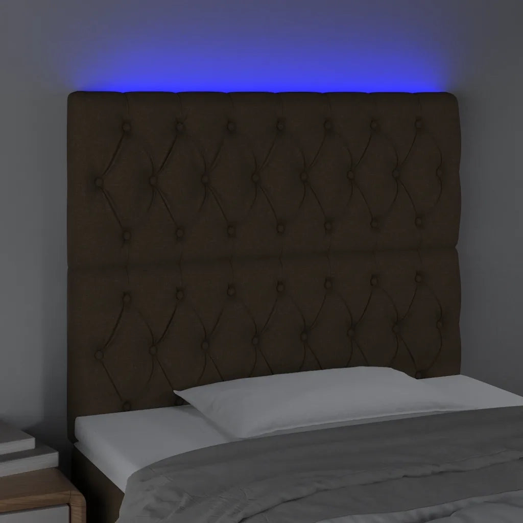 Testiera | Testata a LED Marrone scuro 90x7x118/128cm in Tessuto