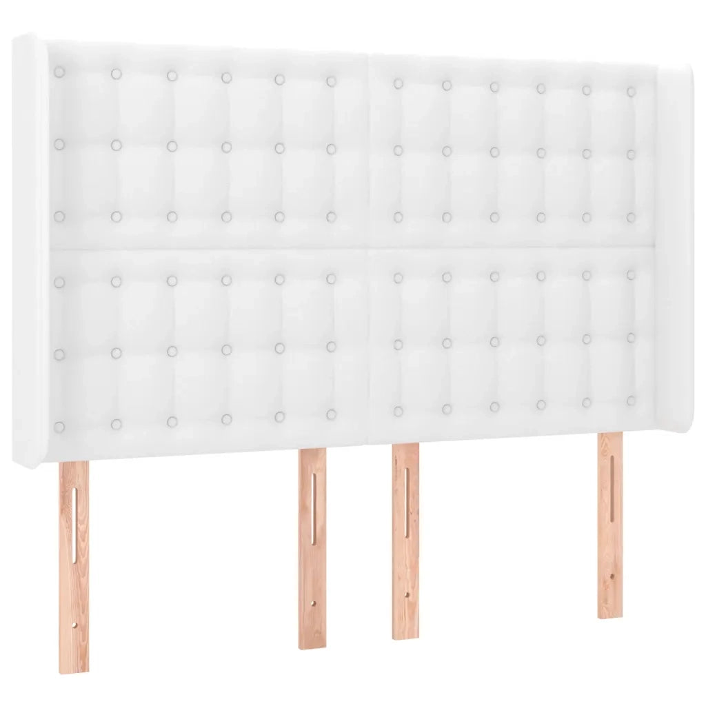 Testiera ad Orecchio-Testata con Orecchie Bianco 147x16x118/128 cm in Similpelle 437732