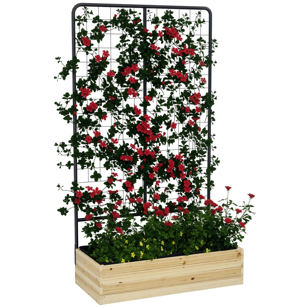 Hochbeet con traliccio ¨C zephmum ¨C nero, legno, acciaio, 80x38x145 cm