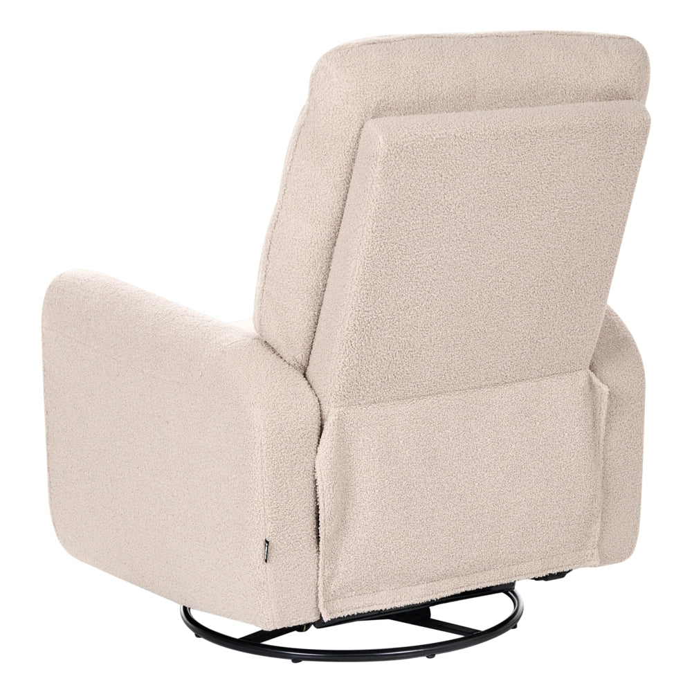 Poltrona reclinabile elettrica beige chiaro in bouclé girevole con porta USB per soggiorno stile rustico