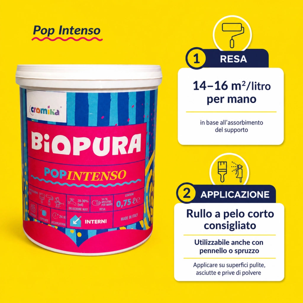 Popintenso palestra e decori interni pittura murale lavabile e coprente cromika *** formato 0,750 lt, colore- limone ...