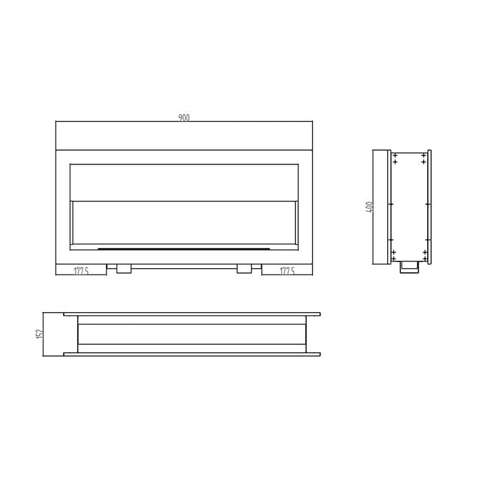 Camino a Bioetanolo da Incasso Bifacciale 90x15,2x40 cm Montefalco 90 Nero