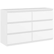 CASSETTIERA 6 CASSETTI PER CAMERA DA LETTO IN LEGNO CON GUIDE IN METALLO 120X39X75 CM BIANCO