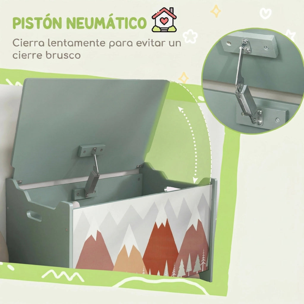 Cassa Giocattoli Bambini con 2 Maniglie ¨C zephmum ¨C Verde 60x37x39 cm