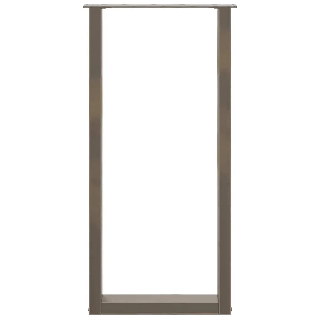 Set di 2 gambe per tavolo da bar a forma di U 40 x 100 cm design moderno con piedini regolabili acciaio naturale 02_0057471