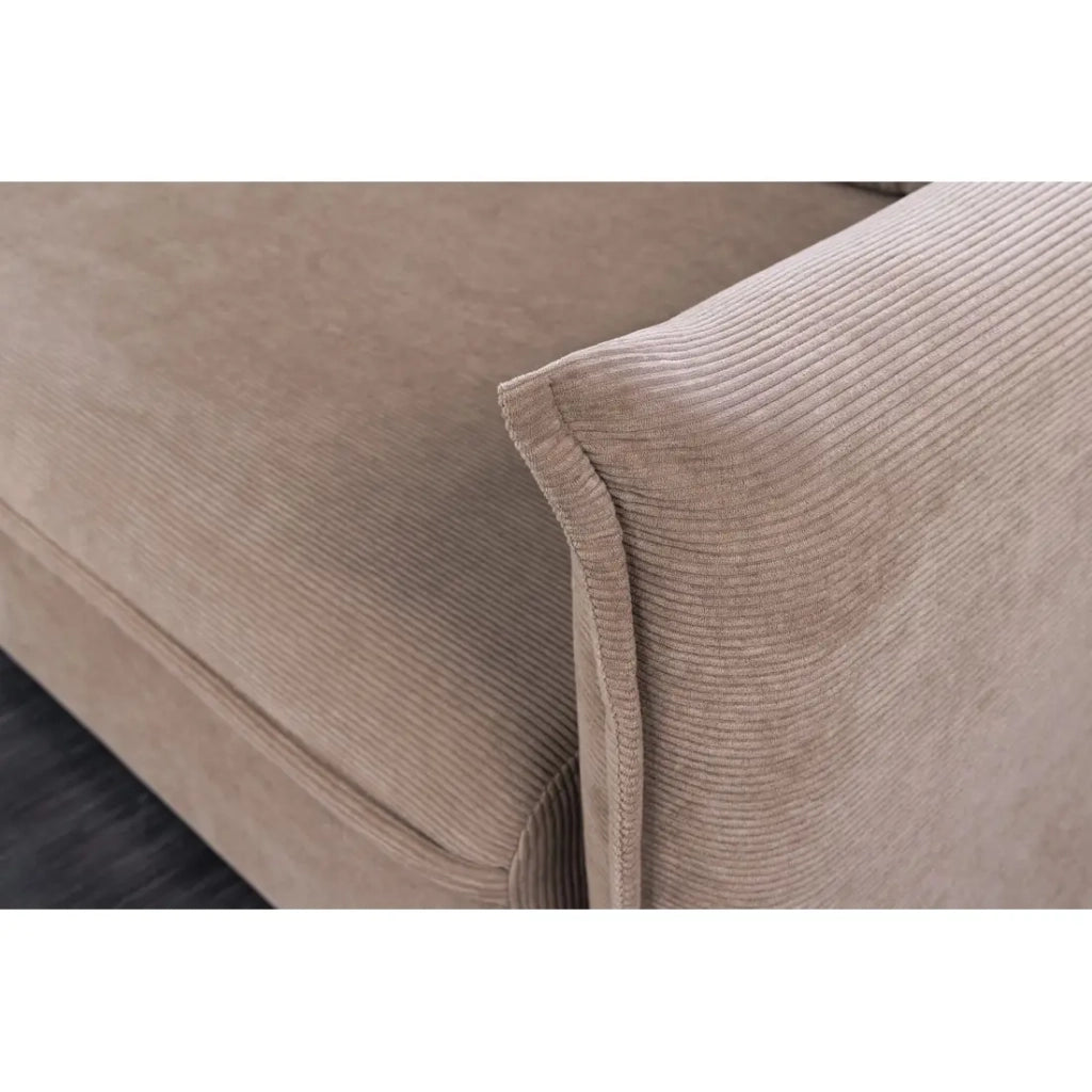 Divano destro CALDERO taupe trasformabile con contenitore – Divano letto in velluto a coste con spazio di stoccaggio integrato