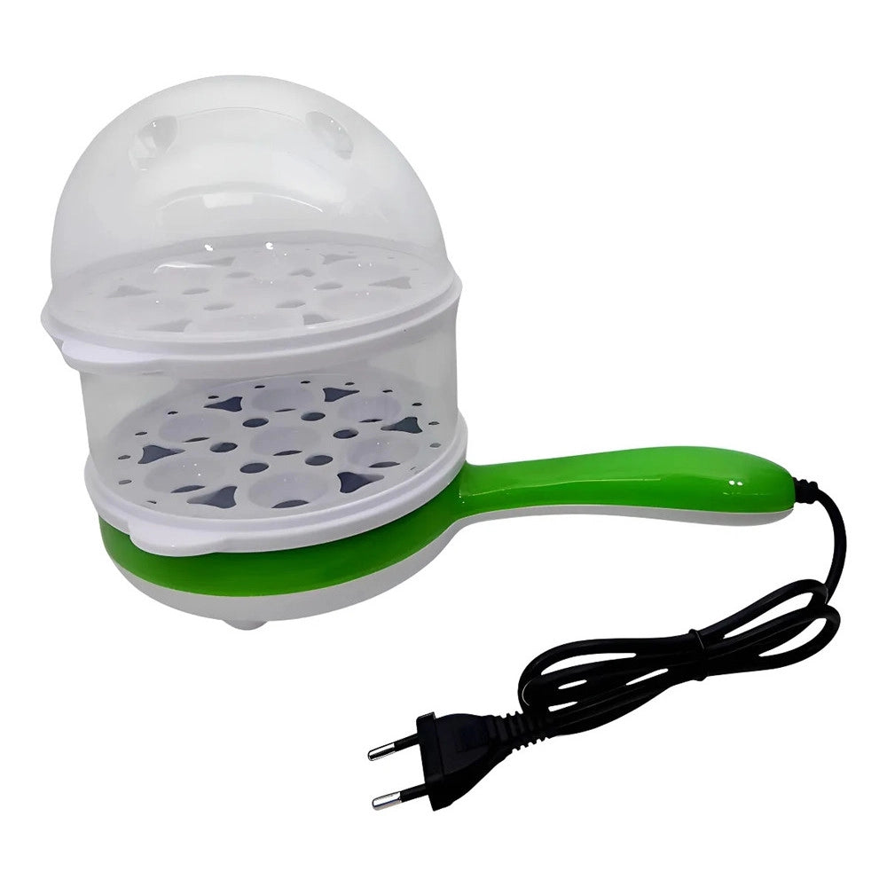 Trade Shop - Mini Padella Antiaderente Elettrica Cuociuova Multifunzionale 3 In 1 Per Uova Sode Verdure -