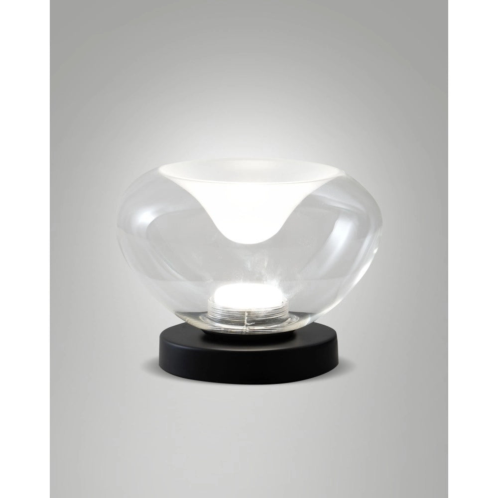 Brena - Lampada da tavolo trasparente Fabas Luce - LED 11W dimmerabile Touch - Vetro borosilicato trasparente concavo