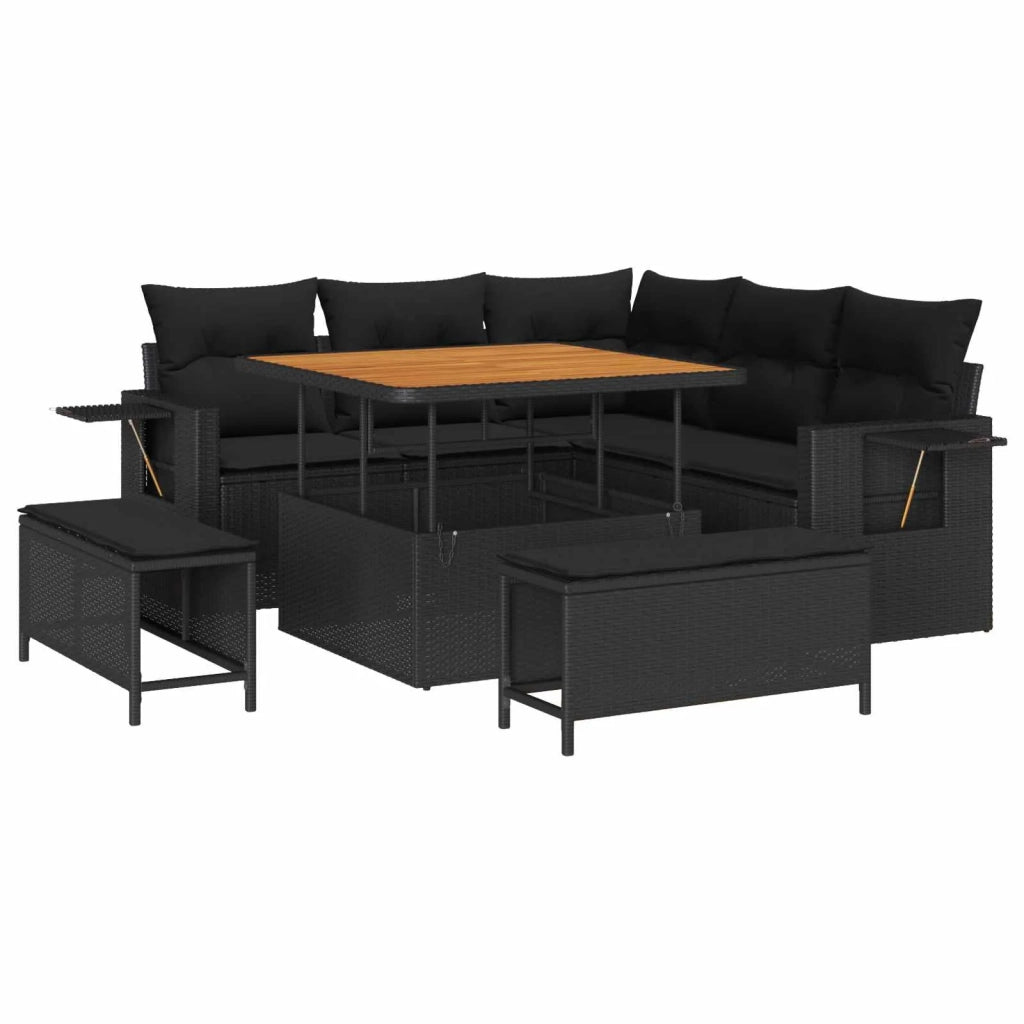 Set Divano da Giardino con cuscino 8 pcs Nero polyrattan 3361734