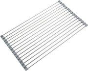Afdruiprek per lavandino - vaschetta estraibile - in acciaio inossidabile e pieghevole - 43 x 30 cm afdruiprek con contenitore incluso pieghevole