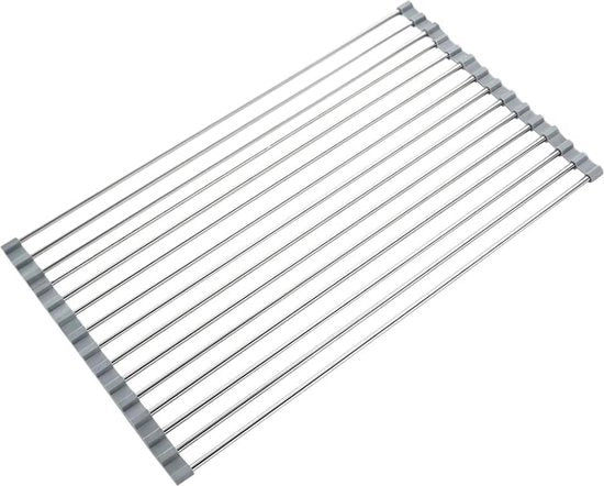 Afdruiprek per lavandino - vaschetta estraibile - in acciaio inossidabile e pieghevole - 43 x 30 cm afdruiprek con contenitore incluso pieghevole