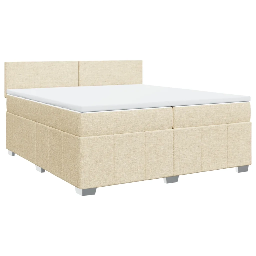 vidaXL Giroletto a Molle con Materasso Crema 200x200 cm in Tessuto
