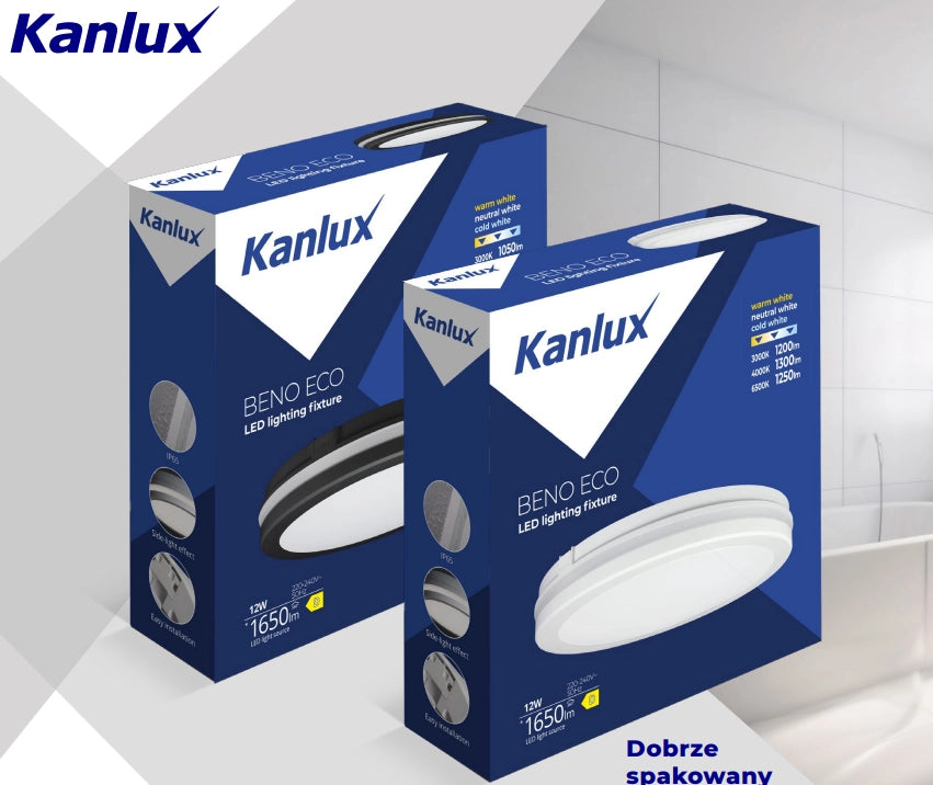 Plafoniera LED Kanlux BENO ECO 20cm 20W CCT IP65 nera