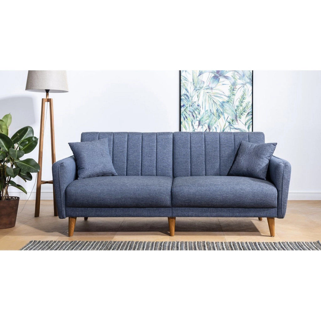 Divano letto a 3 posti in tessuto "Aqua" 205 x 85 x 85 cm - Blu scuro