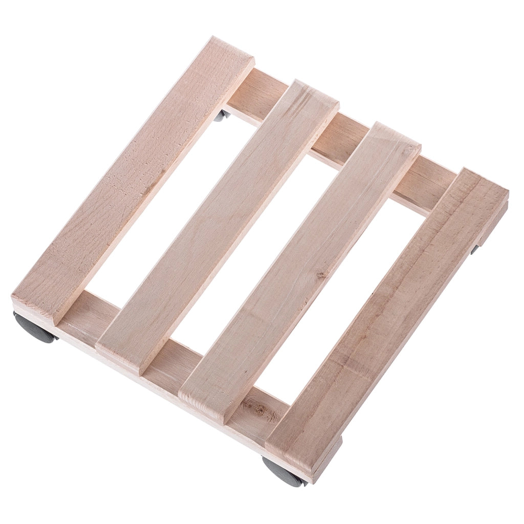 Supporto per vaso da fiori KADAX, fioriera in legno su ruote, piattaforma quadrata 30 cm