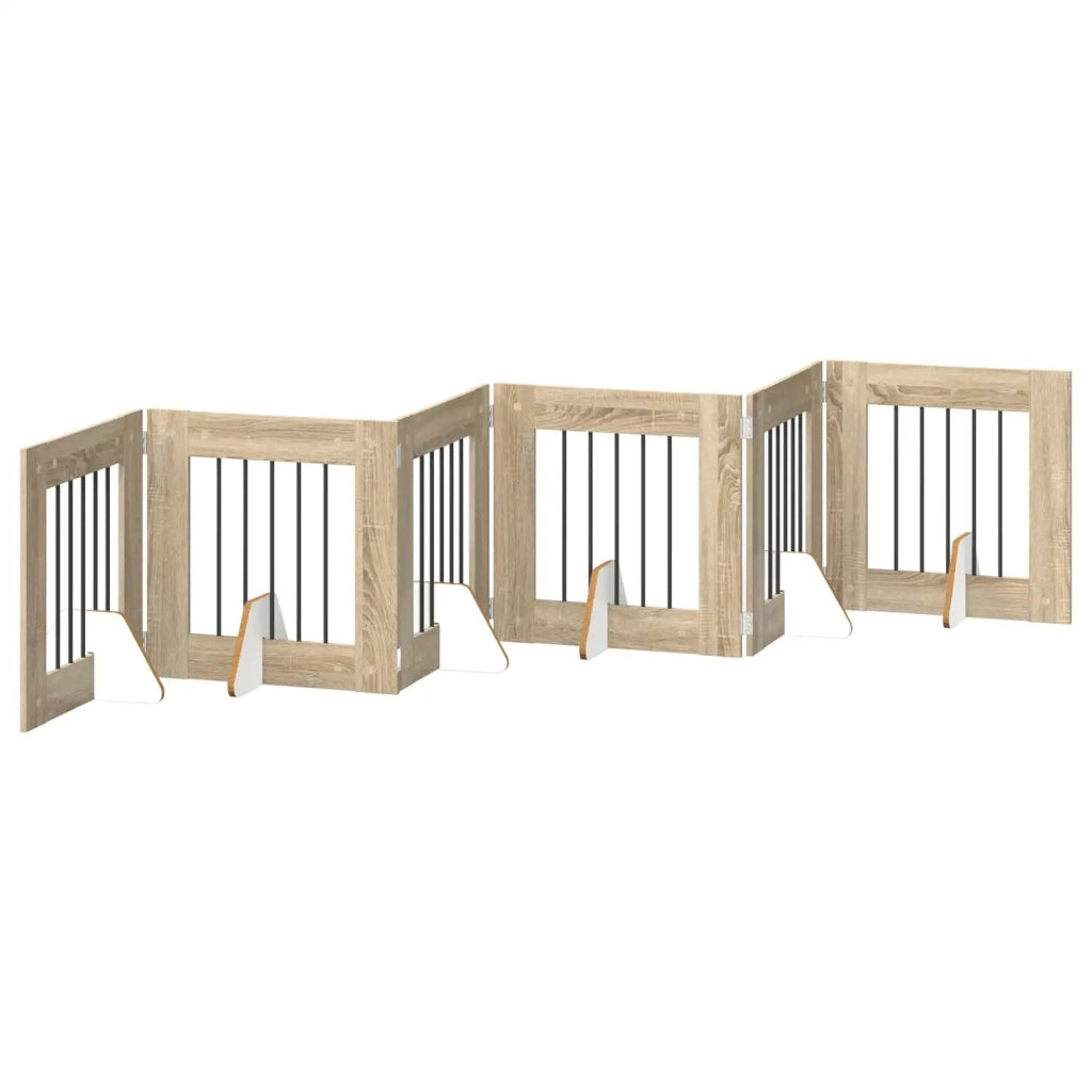 Cancello per cani con supporti 6 pcs Rovere Sonoma 60 x 60 cm 892158