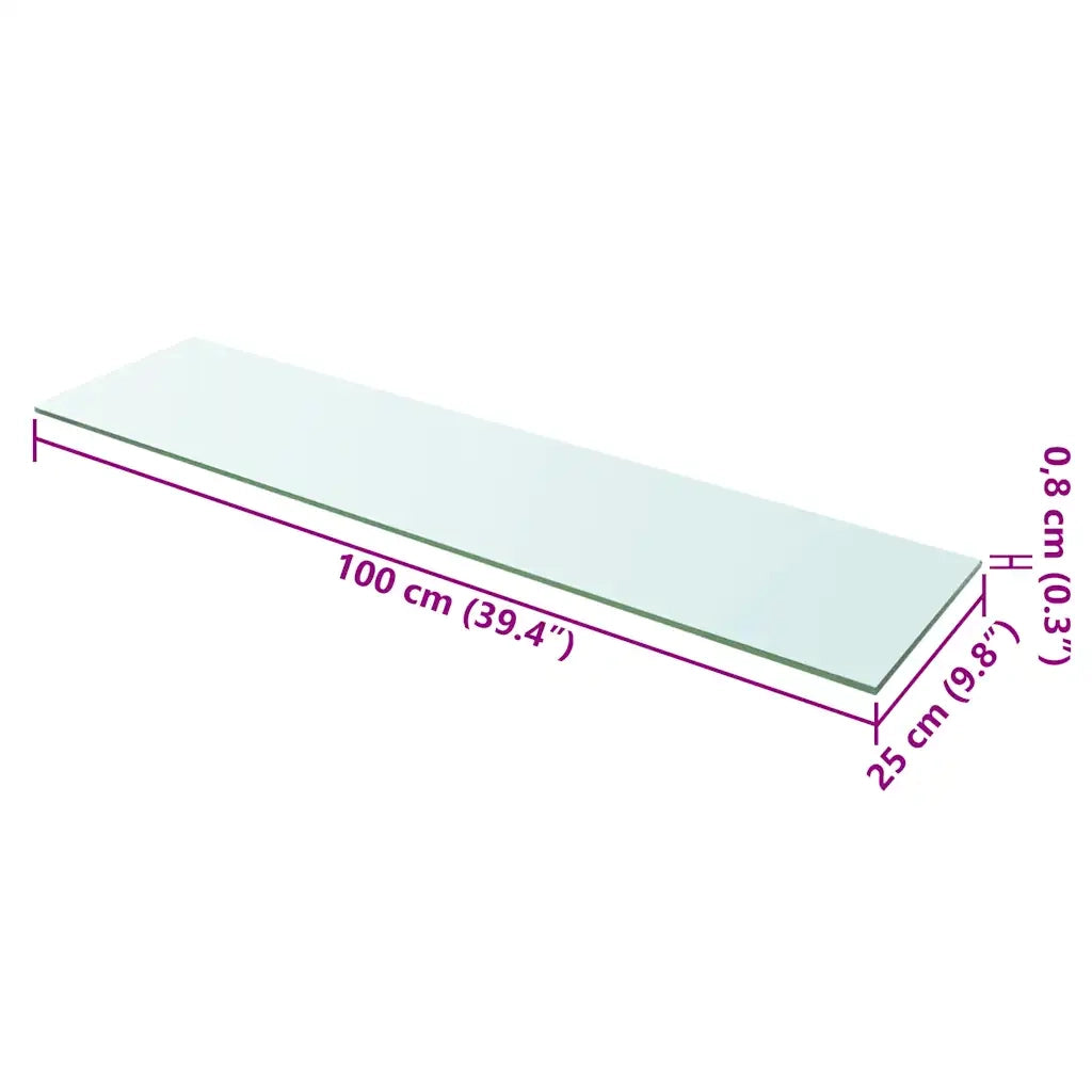 Mensola in Vetro Trasparente 100x25 cm 243845