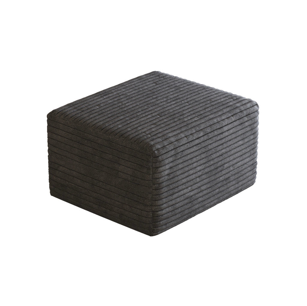 Pouf in velluto a coste grigio scuro, facile da assemblare, confezione arrotolata