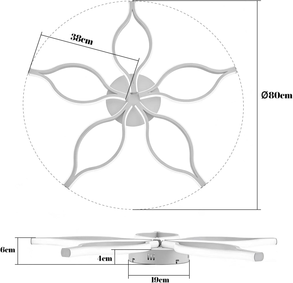 ZMH Plafoniera LED Bianca 80 cm 75W Moderna per Soggiorno con Telecomando e Regolazione Luminosità per Camera da Letto