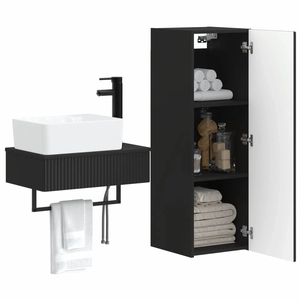 Set di mobili per il bagno 2 pz Nero 33 x 34,5 x 100 cm 3406104