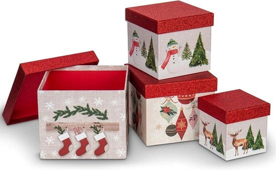 Set di archiviazione a rotolo con coperchio - Rettangolare Cartone - Set da 4 pezzi
