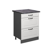 Vicco Mobiletto base per cucina Bianco casa di campagna 60 cm con cassetti, PL Antracite