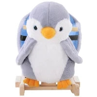 Cavallo a Dondolo a Pinguino in Peluche con 32 Musiche e Cintura di Sicurezza, Età 18 Mesi
