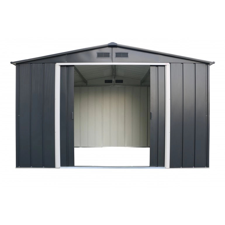 Casetta da giardino premium Ezooza 2422 x 3221x 1961 mm in metallo grigio 10 x 8: soluzione robusta e spaziosa