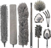 Set di plumeau telescopico da 9 pezzi - forma lupo - lunghezza 38-210 cm - lavabile - microfibra - manico per soffitti - ventilatore soffitto - ragnatela - abat-jour - tende di protezione