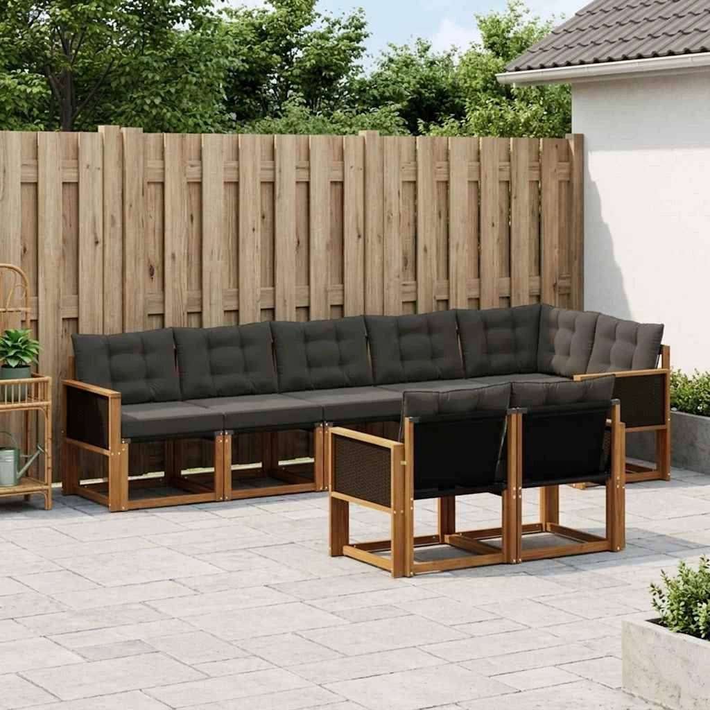 Set di divani da esterno 8 pz Naturale e Nero 3382024
