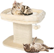 Tiragraffi per Gatti, Albero Tiragraffi Gatto con Grande Cuccia in Peluche e Tiragraffi in Sisal e Palla, Tiragraffi da Divano in Legno per Gatti Piccoli, Portata 20 kg (Beige)