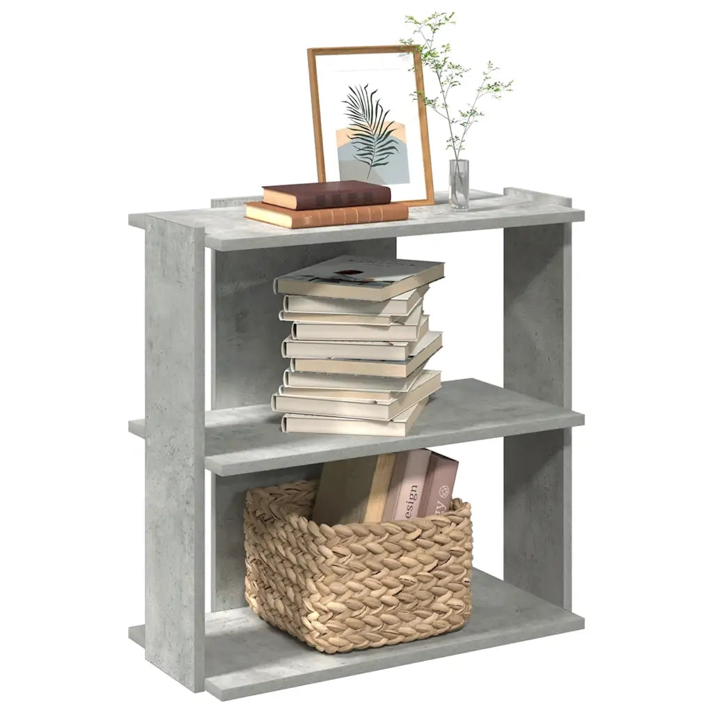 Libreria 3 Ripiani-Scaffale per Libri-Mobile di Stoccaggio Grigio Cemento 60x30x60 cm Multistrato