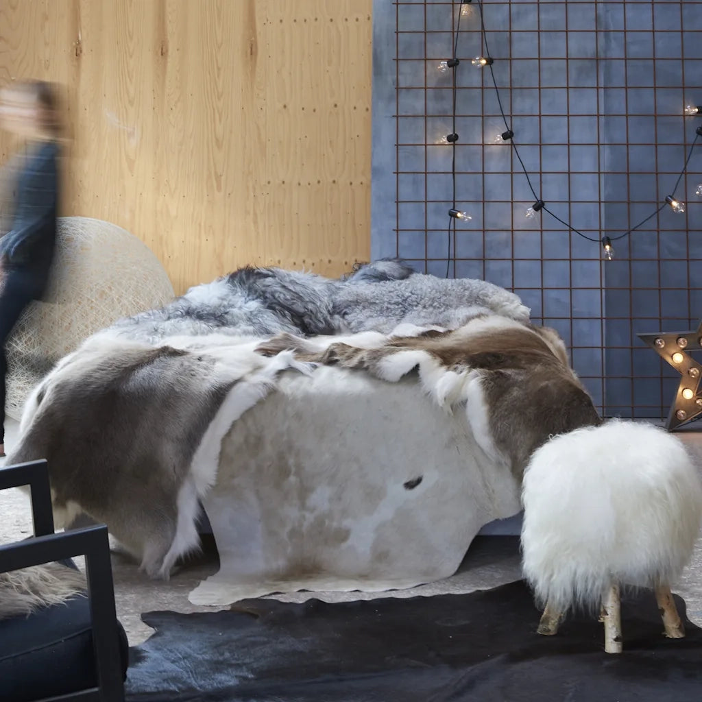 Tappeto del soggiorno | Tappeto in Vera Pelle Bovina Marrone e Bianco 150x170 cm