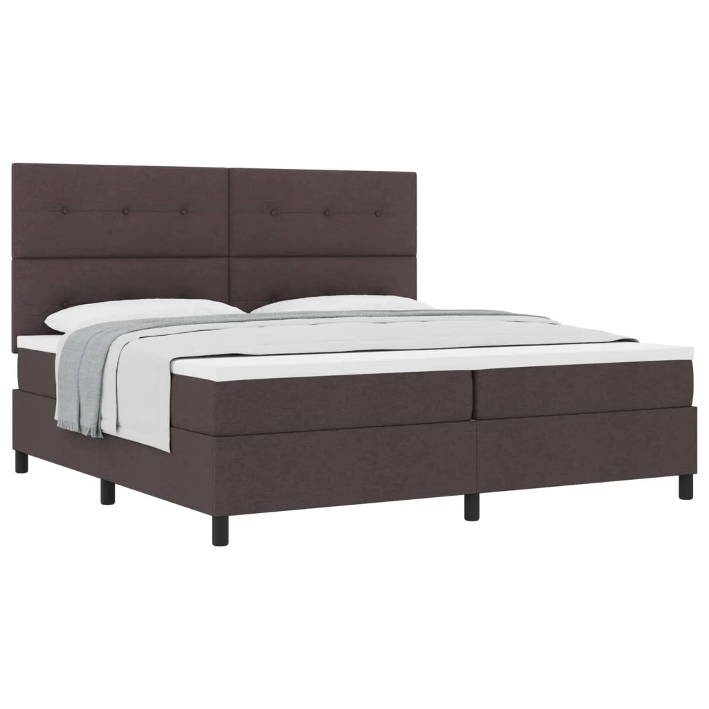 Letto a molle con testiera Marrone Scuro 200 x 200 cm Tessuto 3339416