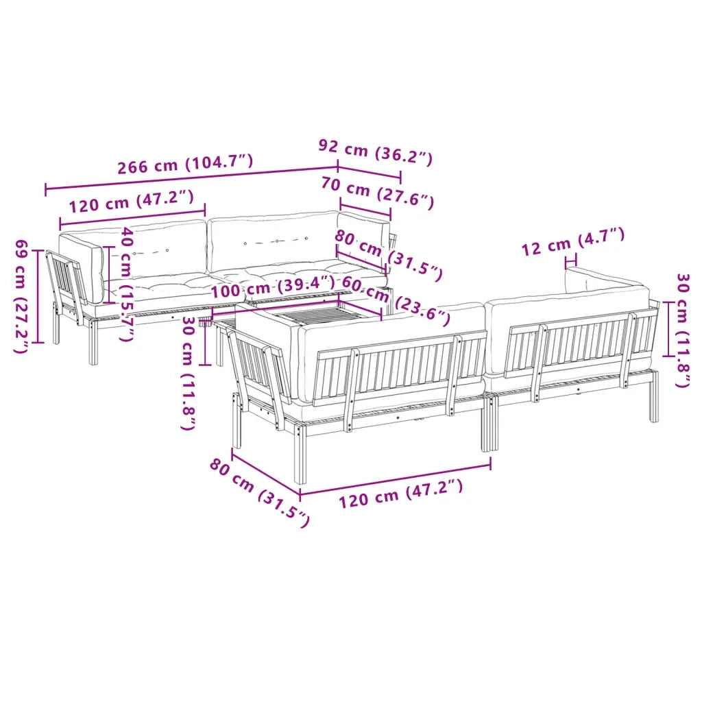 Set Divano Pallet Giardino 5pz con Cuscini Massello Acacia 3209547
