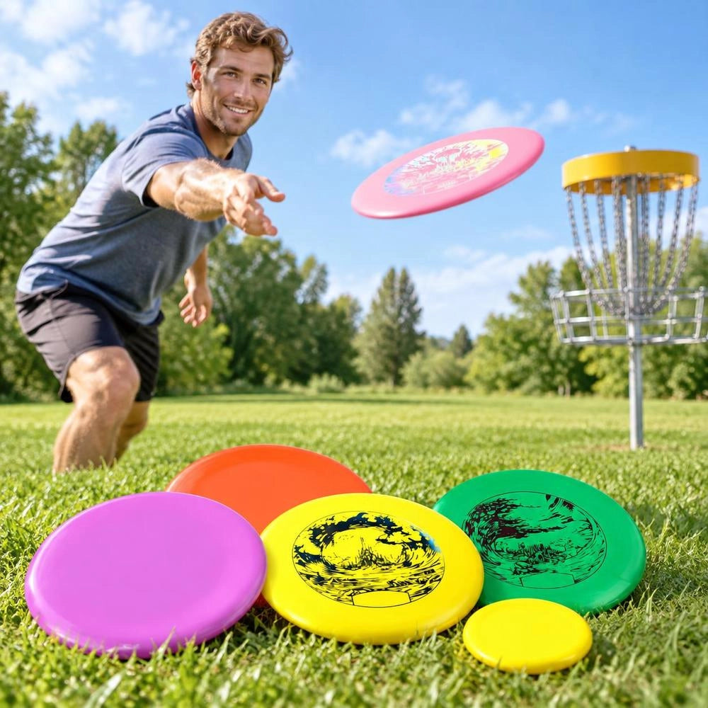 Disc Golf Starter Set 5 Pack With Driver Mid Range Putter And Mini Marker For Improved Throw Control Outdoor Training On Lawn Beach Park Camping Travel For Adults Teens Beginners