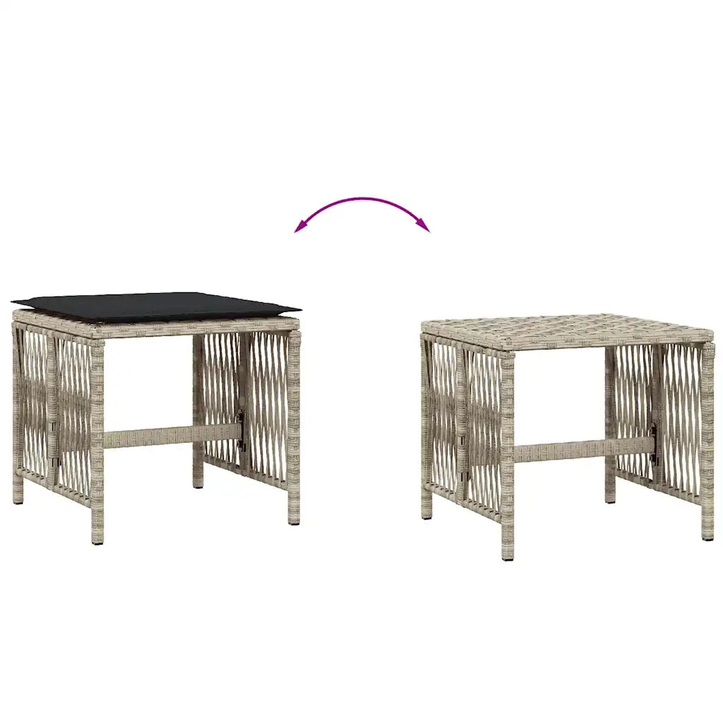 vidaXL Sgabelli Giardino Cuscini 4pz Grigio Chiaro 41x41x36 Polyrattan