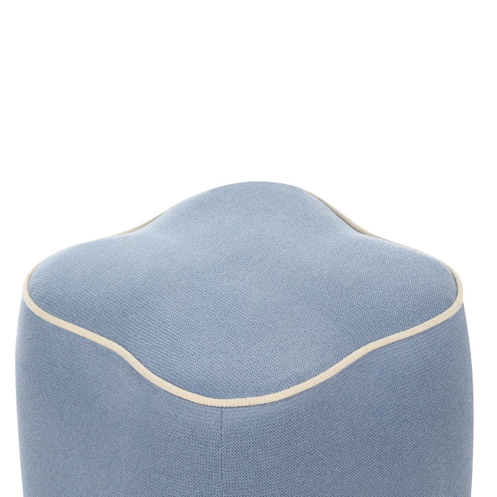 Pouf in tessuto azzurro, 35 x 35, poggiapiedi, elemento decorativo per soggiorno e camera da letto