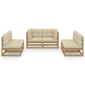 Set Divani da Giardino 6 pz con Cuscini Legno Massello Pino cod mxl 53988