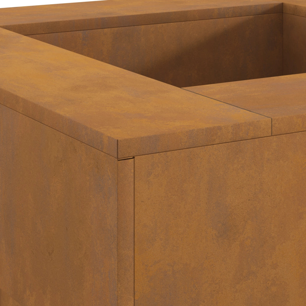 Braciere Quadrato  80x80x40 cm in Acciaio Invecchiato