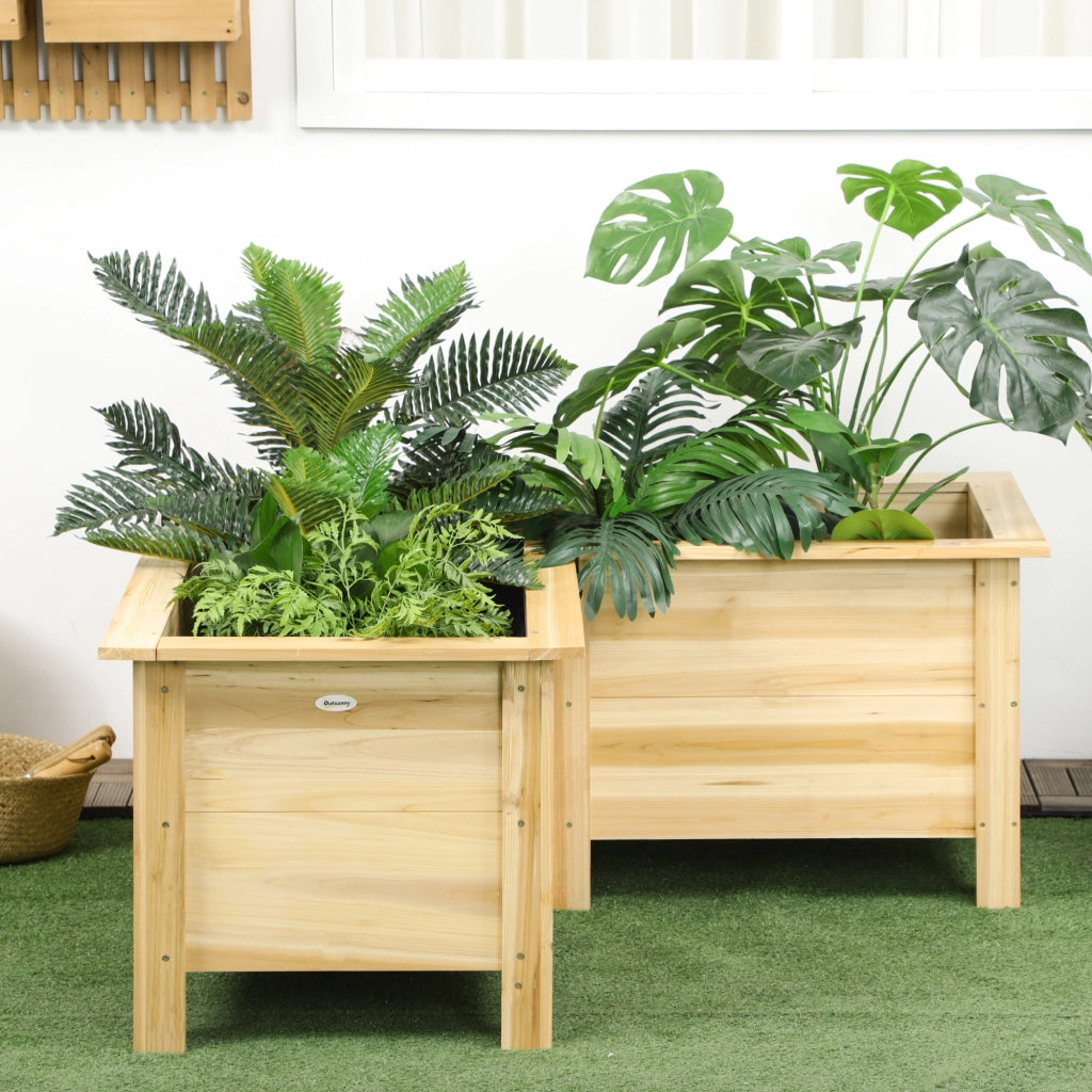 Fioriera Rialzata a L in Legno ¨C Xylo ¨C 120x120x50 cm Naturale con Telo Non Tessuto