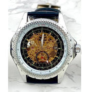 Trade Shop - Orologio Da Polso Zcc Per Uomo Movimento Automatico Cinturino Pelle Nera Nero -