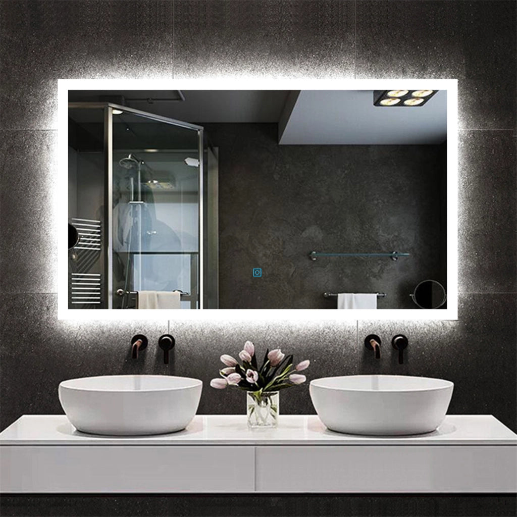 Aica 100 x 60 cm Esoejo bagno a led antiappannamento + luce bianca fredda + sensore tattile