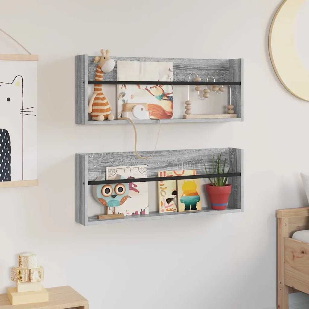 Scaffale per riviste 2 pz Grigio Sonoma 80 x 12 x 30 cm CFW7444532